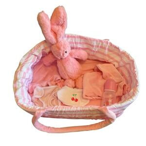 BABESIDE 8 Pcs Baby Doll Accessories, Reborn Baby Dolls Clothes with Bassinet